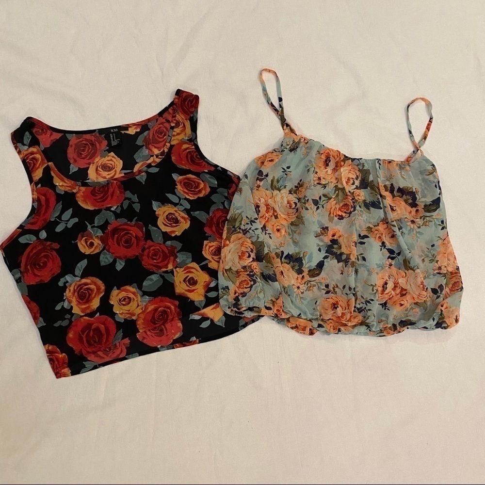 Lot of 2 FOREVER 21 Floral Tank Top Size Small